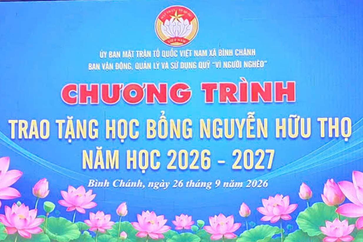 HFIC trao tặng học bổng Nguyễn Hữu Thọ năm học 2026 - 2027 tại xã Bình Chánh