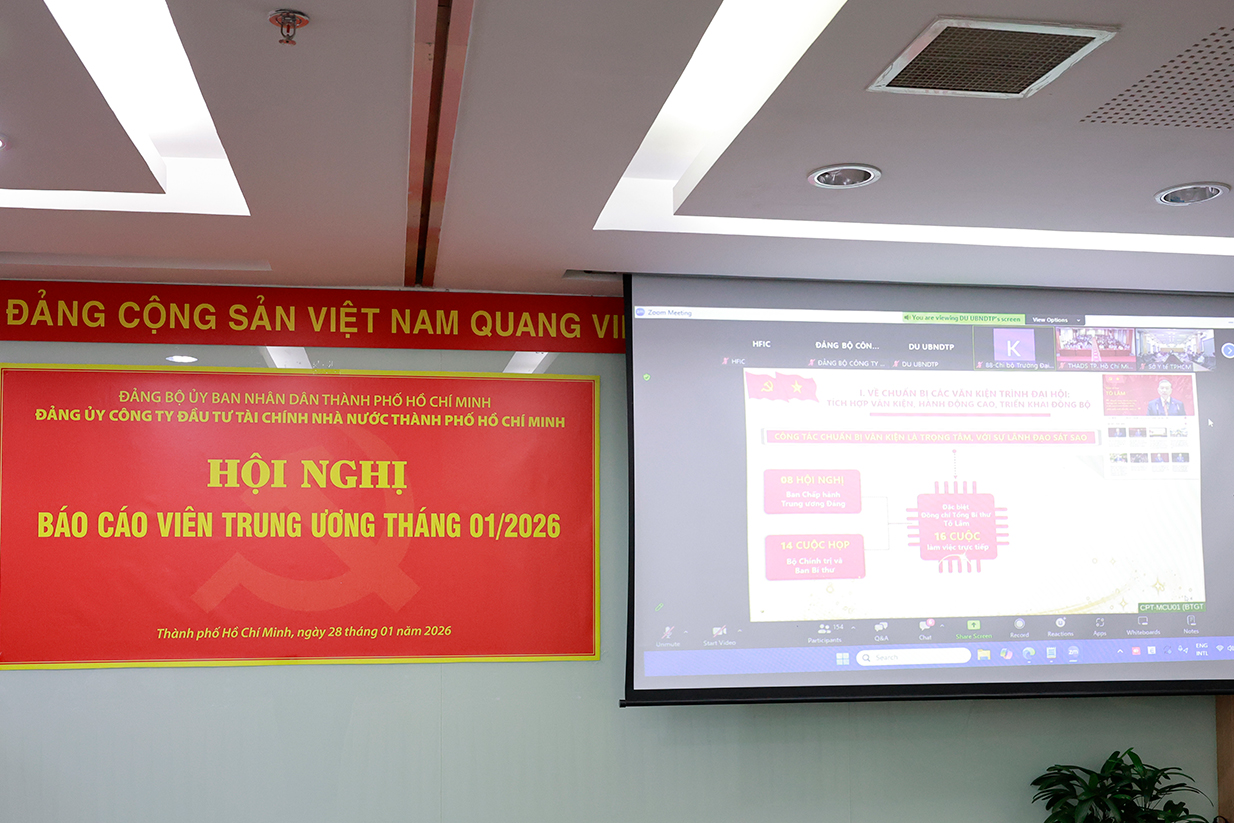 Đảng ủy HFIC tổ chức Hội nghị Báo cáo viên Trung ương tháng 01 năm 2026 bằng hình thức trực tuyến